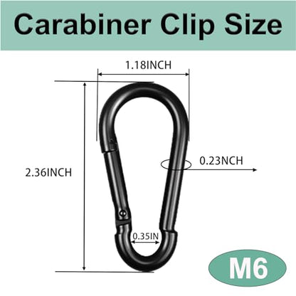 Heavy Duty Spring Snap Hook Carabiners, Galvanized Steel Quick Links, Spring Clips in Black & Silver, Multiple Sizes: 1.6Inch/2Inch/2.4Inch/3Inch/4Inch, for Swing Hammock Camping Keychain Outdoor - size: M6-120PCS, style: Black