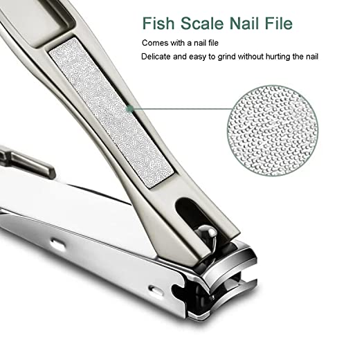 Nail Clippers with Catcher for Thick Toenails and Fingernail, Professional Sharp Nail Clippers for Men and Women Grey - color: Grey