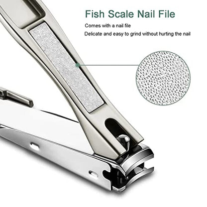 Nail Clippers with Catcher for Thick Toenails and Fingernail, Professional Sharp Nail Clippers for Men and Women Grey - color: Grey
