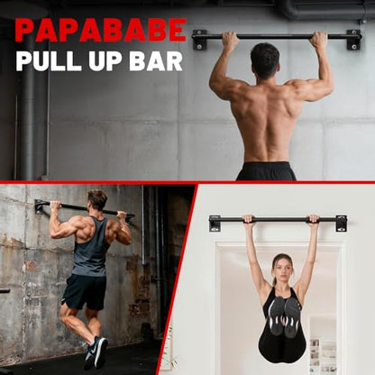 Wall Mounted Pull Up Bar, Chin Up Bar for Home Gym Strength Training | PAPABABE Sturdy Anti-Slip, Knurled Grip, Quick Install, Multi-Grip Versatile, Wall-Mounted Space-Saver 500 Weight Capacity - style: 36 inch