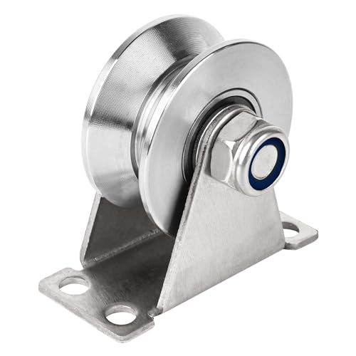 Groove Pulley Wheel for Rope Wall Mounted 1 Pack Stainless Steel Super Silent Cable Pullys Wheels System V Type Blocks Rollers Heavy Duty Detachable Duplex Bearing for Gym Equipment Sliding Gate - size: V Type - 1 Pack