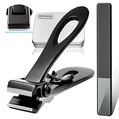 EBEWANLI Straight Nail Clipper, 17mm Wide Jaw Opening Extra Large Toenail Clippers for Thick Nails or Tough Fingernail & Ingrown Toenail, Heavy Duty Thick Toenail Clippers for Seniors, Men, Adult - style: 2 Piece Set