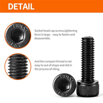 M8 x 30mm 35mm 40mm 45mm 50mm Hex Socket Head Cap Screws Bolts 12.9 Grade Alloy Steel Metric, Black Oxide Finish, Allen Socket Drive, Machine Fully Threaded, Assortment Kit 25PCS - size: M8 x 30/35/40/45/50mm (20PCS)