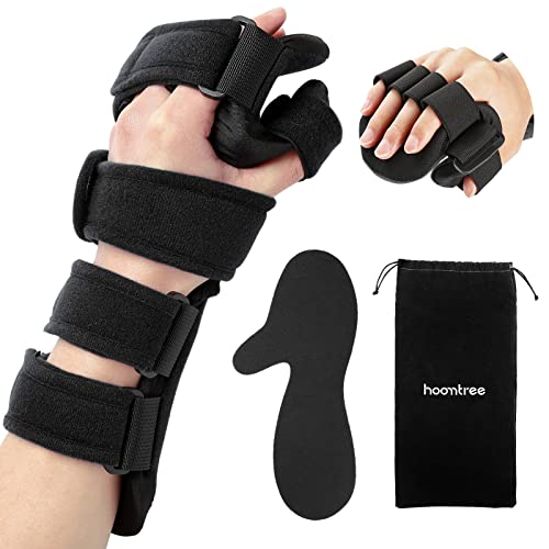 Stroke Resting Hand Splint Right&Left Resting Hand Splint with Finger Separator Functional Night Immobilizer Wrist Finger Brace for Carpel Tunnel Pain,Sprain Fracture,Tendonitis (Left,Black) - color: Left,Black