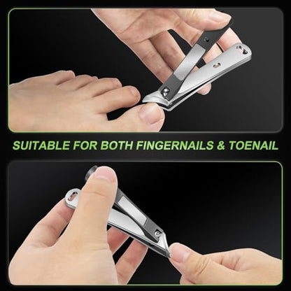 Ingrown Toenail Clippers, Slanted Nail Clippers for Thick Nails for Seniors, Edgy Angled Finger Nail Cutters for Adult, Men, Women with Curved Blade, Nail File - style: Black