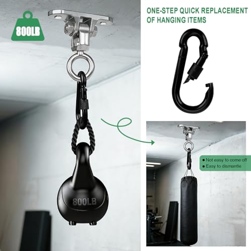 Swing Hanger Heavy Duty 360° +180° Smooth Rotation Swing Set Accessories 900Lb Capacity Playground Porch Swing Set Indoor Outdoor - size: 3.74"