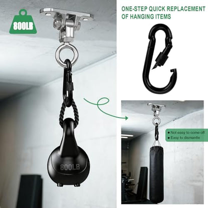 Swing Hanger Heavy Duty 360° +180° Smooth Rotation Swing Set Accessories 900Lb Capacity Playground Porch Swing Set Indoor Outdoor - size: 3.74"