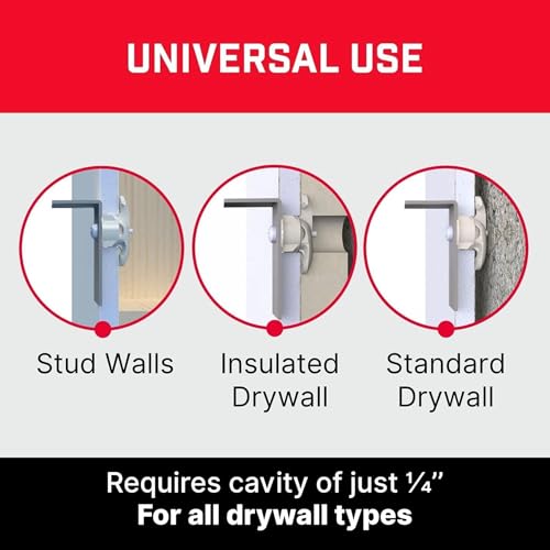 Bullfix Drywall Anchors and Screws Kit - Holds 255lbs - 24 Pack | Heavy Duty Drywall Anchors for Shallow Hollow Cavity, Dry Wall Screws, 13/16" Drill Bit, Dry Wall Kit - size: 24 Pack