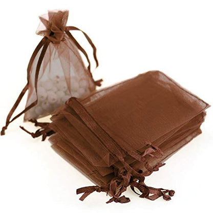 Boshen 100/200PCS Organza Gift Candy Sheer Bags Mesh Jewelry Pouches Drawstring Bulk for Wedding Party Favors Christmas 3"x4" 4" X 6" 5"x7"(3" X 4"(200PCS), Coffee) - color: Coffee-3" X 4"(200PCS)