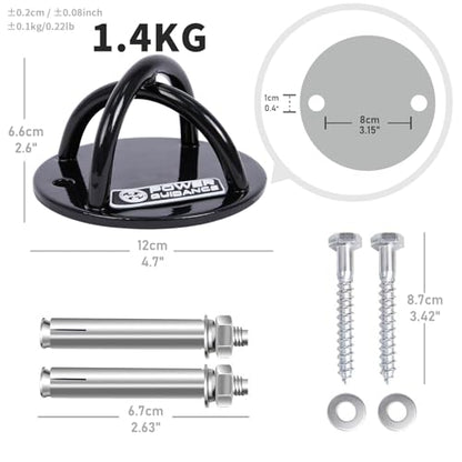 POWER GUIDANCE Wall and Ceiling Mount Bracket for Suspension Straps, Gymnastic Rings, Yoga Swings & Hammock Resistance Band Battle Rope - color: Black (set of 2)