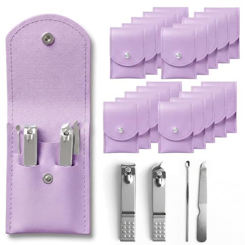 20-Piece Complete Nail Care Kit, Professional Manicure Set with Stainless Steel Tools for Home Use, Travel & Gifts | Portable Nail Clipper Kit in Purple Case(Purple) - color: Purple