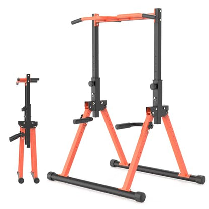 Z ZHICHI Foldable Pull-Up Dip Station Weight Capacity 400LBS - color: orange
