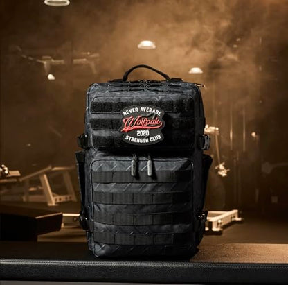 WOLFpak 35L Athletic Gym Backpack - Durable 1000D Waterproof Oxford Material with MOLLE Webbing, Laptop Pocket - color: Strength Club