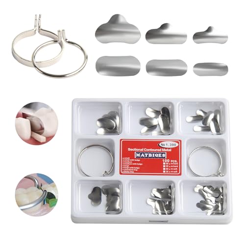 1.398 Dental Matrix Bands Soft Metal Sectional Contoured Matrices Kit | Stainless Steel, Sectional Contoured Metal, With Ledges, Assorted Sizes, Soft Metal - style: No1.398