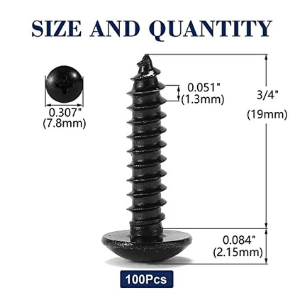 #6 x 3/4" Wood Screw 100Pcs Truss Head Phillips 18-8 (304) Stainless Steel Fast Self Tapping Screws Black Oxide by SG TZH - size: #6 x 3/4"