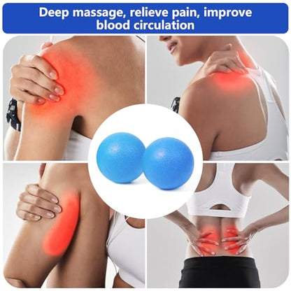 2-Pack Firm Lacrosse Massage Balls (Light Blue) | For Deep Tissue, Trigger Point & Myofascial Release Therapy, Relieve Muscle Knots - color: Light Blue