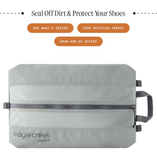 Eagle Creek Pack-It Reveal Shoe Sack - Breathable Shoe Storage Sack for Optimizing Luggage Space - Quick-Drying Material - Lightweight - Translucent Fabric - Washable - Ventilate - color: Grey