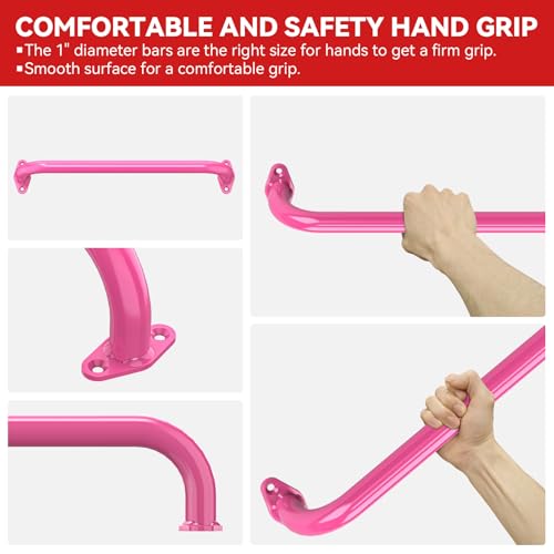 17.3 Inch Playground Handles Monkey Bars Indoor | Metal Grab Handle Hand Grips for Treehouse (Pink, 6 Pack) - color: Pink