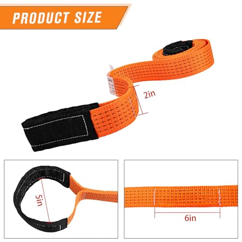 2 Pcs 2" x 10FT Heavy Duty Nylon Lifting Slings and Straps | 15000lb Capacity Flat Eye Rigging Strap for Hoist, Towing, Moving, Tree Saver Recovery and Winch