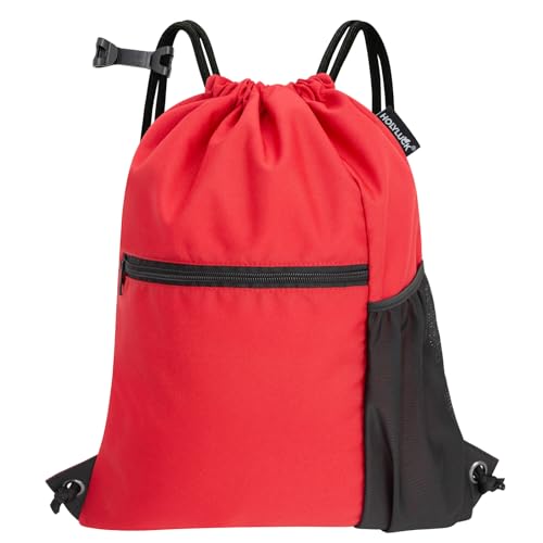 HOLYLUCK Men & Women Outdoor Sport Gym Sack Waterproof Drawstring Backpack Bag (Standard with drawstring, Red) - color: Red, style: Standard With Drawstring