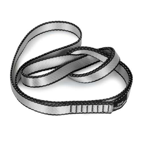 18MM Nylon Climbing Sling Runner 23KN CE2008/EN566 Strong Webbing Straps for Rock Climbing,Mountaineering, Rappelling, Swing, Yoga Hammock etc - color: Grey, size: 90cm/ 35inch |Single Unit