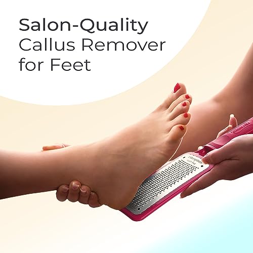 Microplane Colossal Foot File, Red and Black - The Original Stainless-Steel Foot Scraper, Dead Skin/Callus Remover for Feet, Foot Scrubber, Pedicure Tools for Salon-Quality Foot Care (2 Piece Set) - style: Red & Black