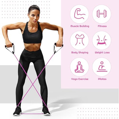 Women Fitness Exercise Equipment Trainer Set Pedal Resistance Band | Leg Arm Thigh Resistance Bands, Women Fitness Workout Equipment, Pedal Resistance Band with Handle, Yoga Pilates Body Fitness - color: Pink