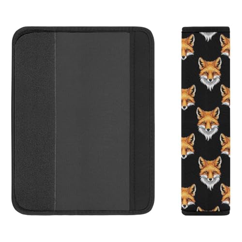 Soft Padded Car Seat Belt Pad for Elderly Support, Stroller Pushchair High Chair, 2 Pack Fox Art Black Shoulder Harness Cover Anti-Slip Pad - color: Pattern 122