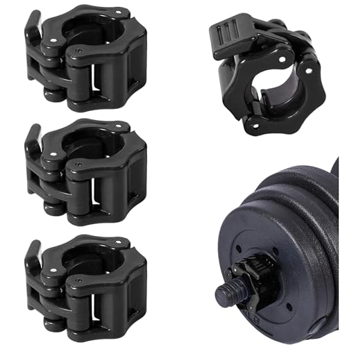 4 Pack Dumbbell Barbell Clamps 30mm, Quick Release Weight Bar Collars, Secure Locking Barbell Clips for Weightlifting, Workout, Strength Training & Fitness Accessories - color: Black