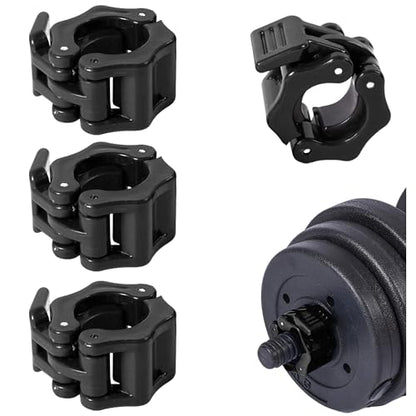4 Pack Dumbbell Barbell Clamps 30mm, Quick Release Weight Bar Collars, Secure Locking Barbell Clips for Weightlifting, Workout, Strength Training & Fitness Accessories - color: Black
