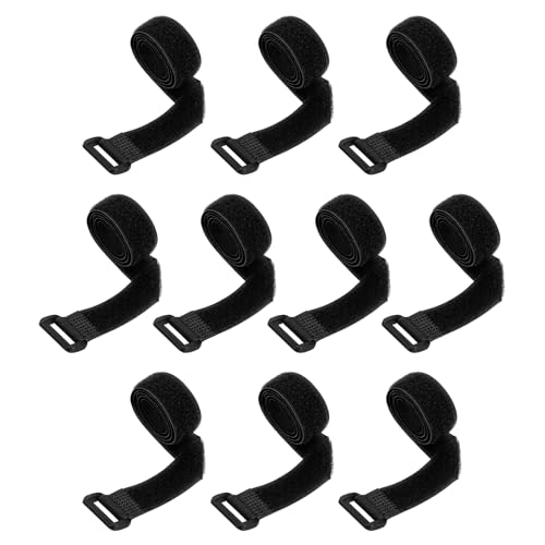 PATIKIL 0.8"x20" Reusable Cinch Straps, 10Pcs Adjustable Nylon Multipurpose Hook and Loop Cable Securing Straps with Plastic Buckle for Organizer Storage Cables Cords Ropes, Black - color: Black, size: 0.8" x 20"