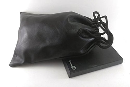 Multiple use Lambskin Leather Pouch with Drawstrings: (15 cm X 20 cm) - color: Black