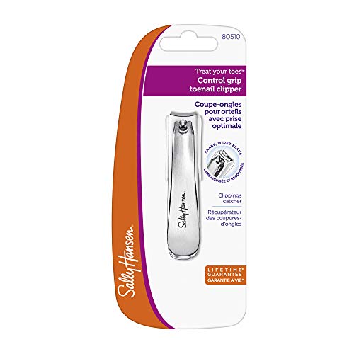 Sally Hansen Beauty Tools Treat Your Toes Control-Grip Toenail Clipper with Catcher | Wide Blade for Thick Nails | Stainless Steel Professional Toe Nail Clippers - size: 1 Count (Pack of 1)