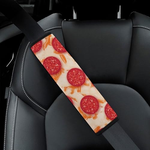 2 Pack Pepperoni Pizza Realistic Food Car Seat Straps Shoulder Pads Universal Fit Neck Strap Covers for Adults and Children, All Vehicles, Pressure Relief - color: Pattern 753