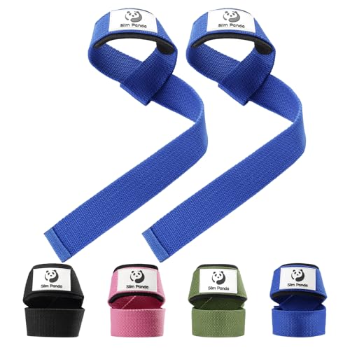 Slim Panda Weight Lifting Straps With Double Cuffed D Ring, Wrist Support for Men Women ,Heavy Duty Thick Comfortable Lifting Straps, Secure Fit, Enhanced Grip, Straps for Weightlifting & Strength Training - color: Deep Blue
