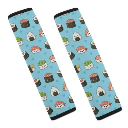 Universal Soft and Comfortable Car Seat Straps Shoulder Pads for Girls and Boys, Most Cars, 1 Pair Blue Sushi Harness Pads Strap Comfortable Driving - color: Pattern 207