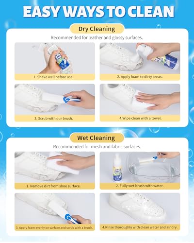 Jevvu Shoe Cleaner, Sneaker Cleaner Kit with Brush and Towel, Deep Clean Shoe Cleaning Kit for White Shoes - size: 6.76 fl oz