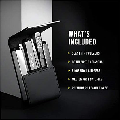 MANSCAPED® Shears 2.0 Tempered Stainless Steel Men's Nail Kit, Fingernail Clippers, Safety Scissors, Tweezers and Nail File, Travel Manicure Pedicure Set, 4-Piece Luxury Grooming Kit with Compact Case - size: The Shears 2.0
