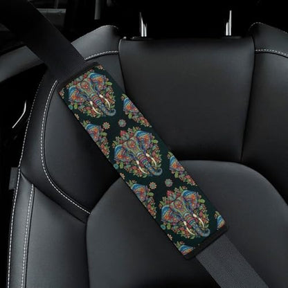 2 Pack Mandala Elephant Car Seat Belt Pad Soft Padded Automotive Seat Belt Protector for Child, Stroller Pushchair High Chair, Shock Absorption - color: Pattern 16