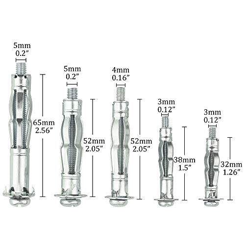 TOVOT 77PCS Wall Anchor Setting Tool Heavy Duty Hollow Wall Anchor Tool with 5 Sizes Molly Bolts Hollow Drive Wall Anchor Screw Kit (M4 M5 M6)