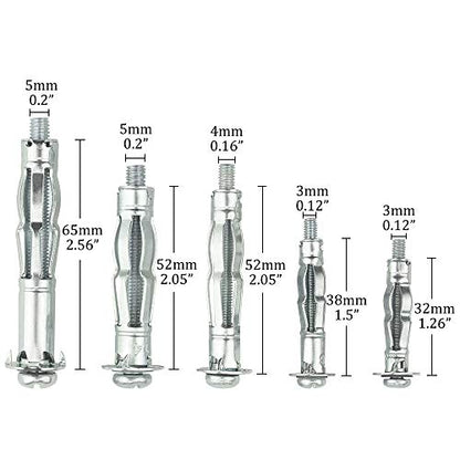 TOVOT 77PCS Wall Anchor Setting Tool Heavy Duty Hollow Wall Anchor Tool with 5 Sizes Molly Bolts Hollow Drive Wall Anchor Screw Kit (M4 M5 M6)