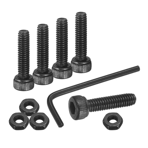 uxcell 30Pcs Hex Socket Head Cap Screws Bolts with Nuts, M2.5x10mm 304 Stainless Steel Socket Drive Machine Screws Bolts with Hex Wrench, Full Threaded, Black - size: M2.5x10mm