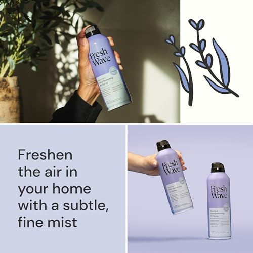 Fresh Wave Lavender Air Freshener Spray, 8 oz, 2-Pack Room Odor Eliminator | Non-aerosol fine mist, Plant oil formula, Paraben- and phthalate-free, Bathroom and pet area safe, Fabric and furniture use - size: 8 Ounce (Pack of 2)