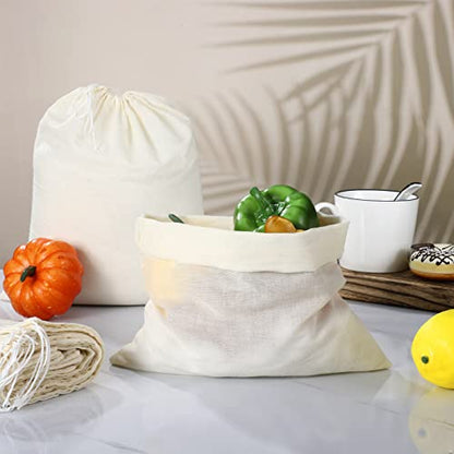 Tatuo 50 Pcs 10 x 12 Inches Muslin Cotton Drawstring Bags Canvas Linen Sachet Bag Reusable Empty Gift Pouch for Party Home Supplies - size: 10 x 12 Inch (Pack of 50)