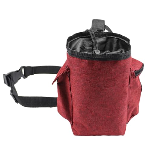 Chalk Bag for Rock Climbing Drawstring Closure Zippered Pockets Adjustable | Chalk Organizer for Rock Climbing, Bouldering, Weightlifting, Gymnastics, Adults Women Men - color: Wine Red