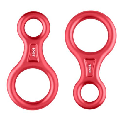 35kN Climbing Rescue Figure 8 Descender Rigging Plate Heavy Duty & Large & High Strength Rappel Device Equipment for Rappelling, Belaying, Tree Climbing, Aerial Silks Rigging - color: Red - 35 kN - 2 Pack