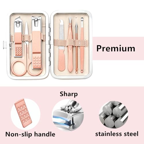 Manicure Set Women Men Nail Clipper Set Travel Manicure Tool Nail Care Set | Finger Toe Nail Clippers Kit Personal Care Tool with Portable Case Women Men Nail Grooming Kit Gifts for Mother Wife - color: Rose Gold