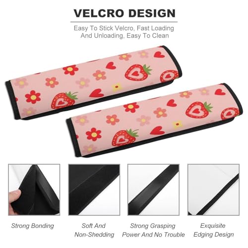 2 Pack Breathable Car Seat Straps Shoulder Pads for Elderly Support, All Vehicles, Cute Red Strawberry Pink Seat Belt Cushion, Neck and Shoulder Support - color: Pattern 1110