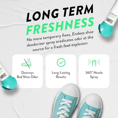 Endees UpFresh 360° Shoe Deodorizer Spray – 3 x 3.38 Fl Ozl I Foot Odor Eliminator Shoe Spray for Smelly Shoes, Feet, Sneakers, Boots, and Gym Bags, Stinky Smell Elimination Deodorant, Travel Size - size: 3.38 Ounce (Pack of 3)