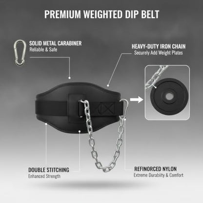 Home Gym Pull Up Station Accessory: Weighted Dip Belt with Heavy Duty Iron Chain for Strength Training - size: 3.94 x 3.15 x 1.18 in
